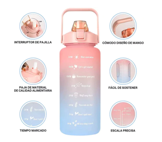 PACK 3 Botellas Motivacionales con Stickers (2L , 900ml Y 300ml)